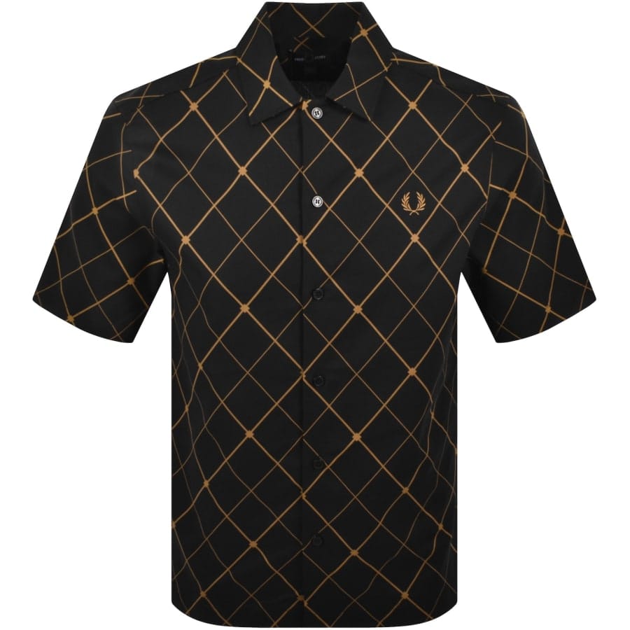 Fred Perry Argyle Short Sleeved Shirt Black