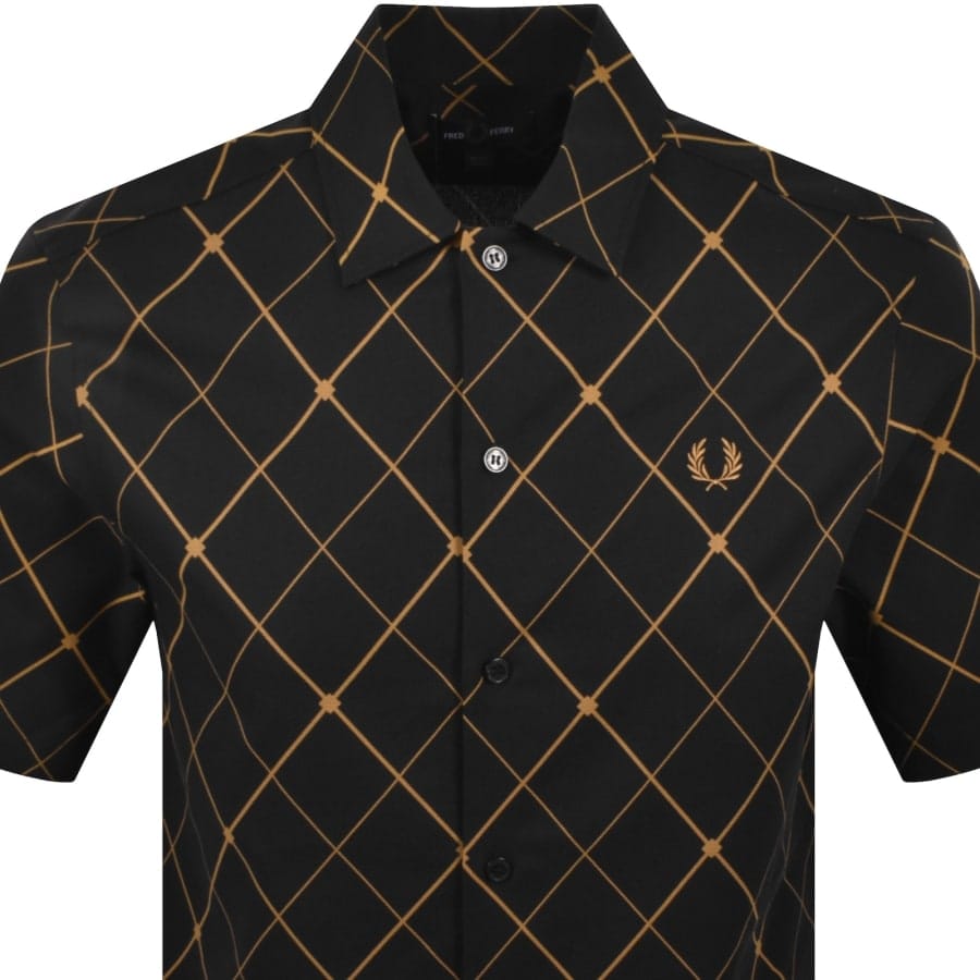 Fred Perry Argyle Short Sleeved Shirt Black