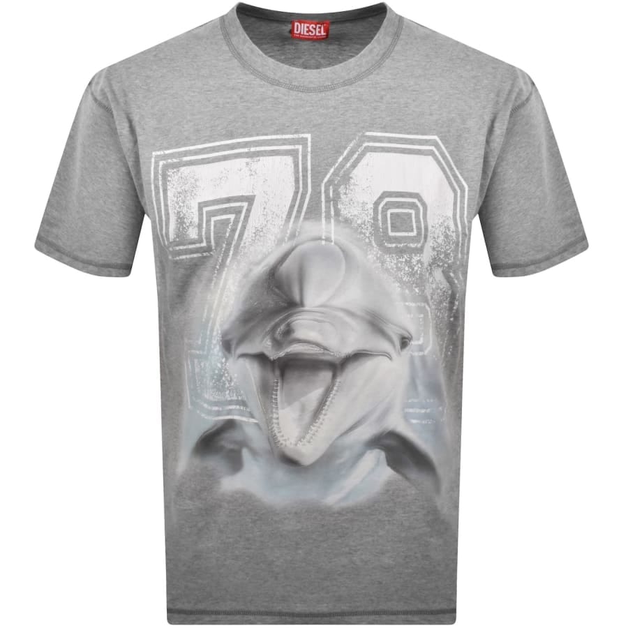 Diesel T Boxt Dolphin Print T Shirt Grey