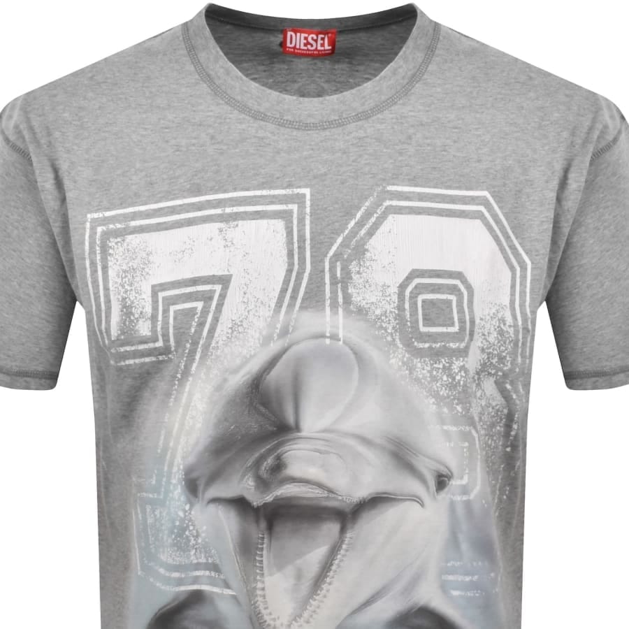 Diesel T Boxt Dolphin Print T Shirt Grey