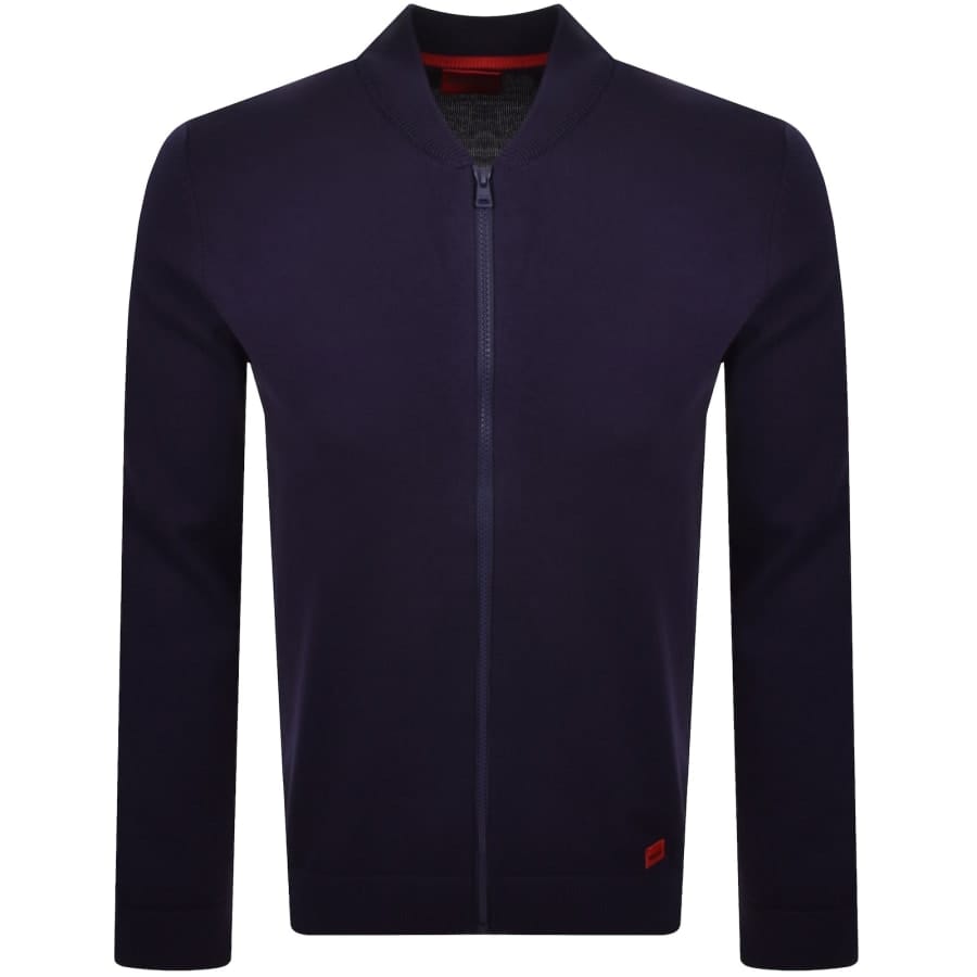 HUGO San Jacque Full Zip Knit Jumper Navy