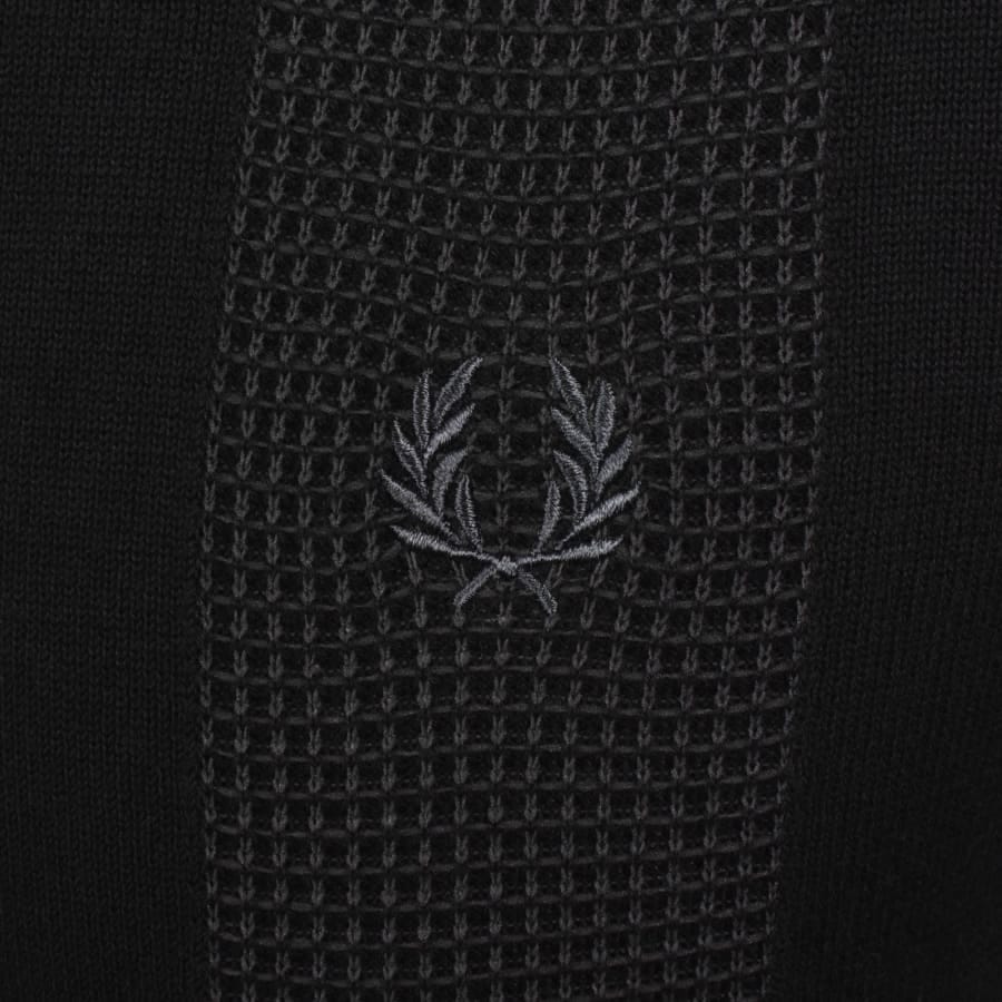 Fred Perry Panel Detail Knit Polo Shirt Black