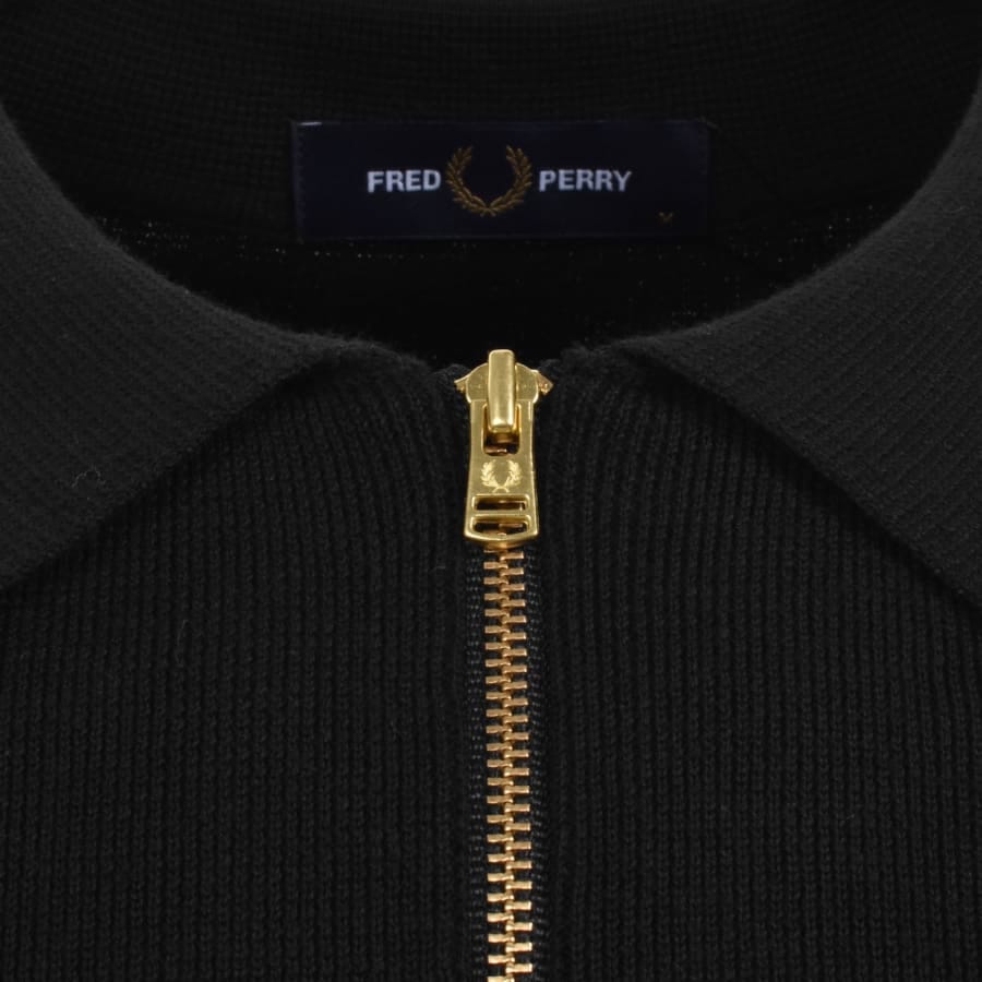 Fred Perry Panel Detail Knit Polo Shirt Black
