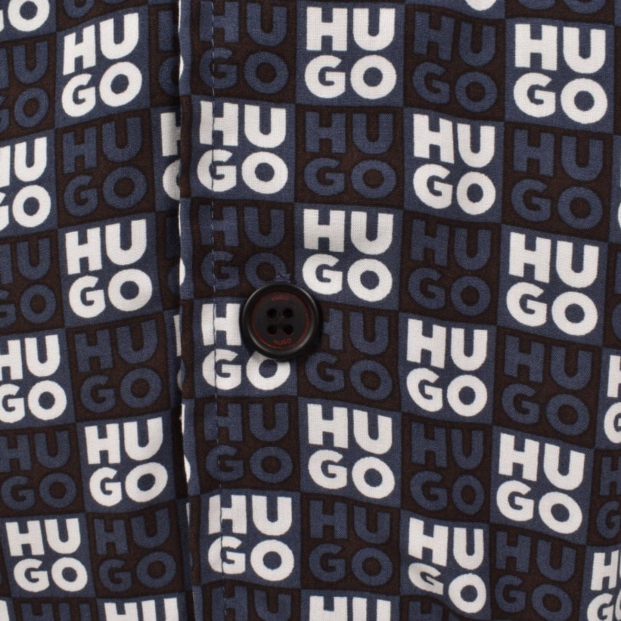 HUGO Relaxed Short Sleeve Beach Shirt Navy