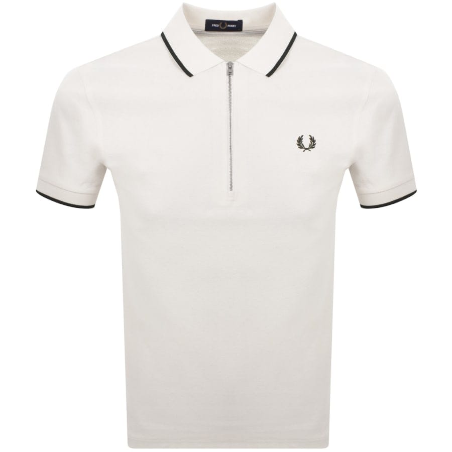 Fred Perry Zip Neck Crepe Polo Ecru