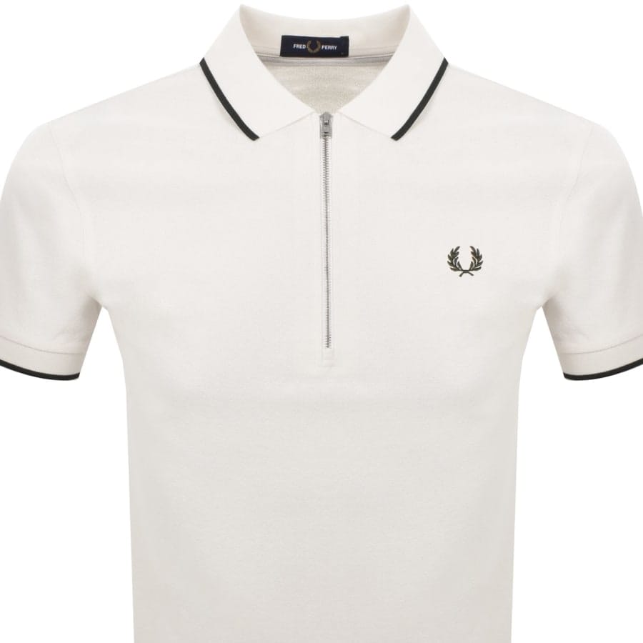 Fred Perry Zip Neck Crepe Polo Ecru