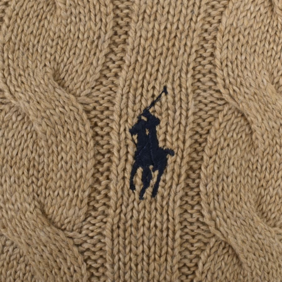 Ralph Lauren Half Zip Cable Knit Jumper Brown