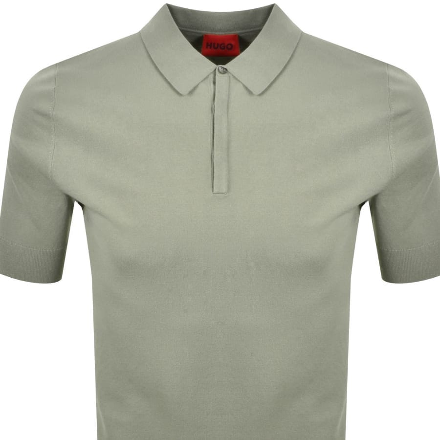 HUGO San Peter Knit Polo Jumper Green