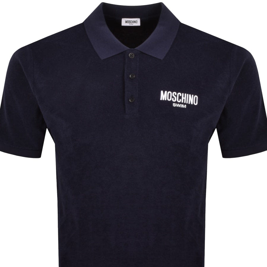 Moschino Swim Short Sleeved Polo T Shirt Navy