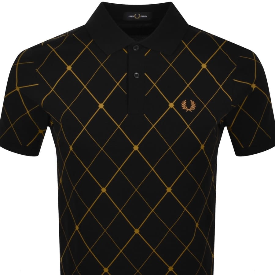 Fred Perry Argyle Print Polo Black