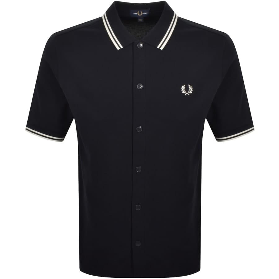 Fred Perry Button Through Polo Shirt Navy