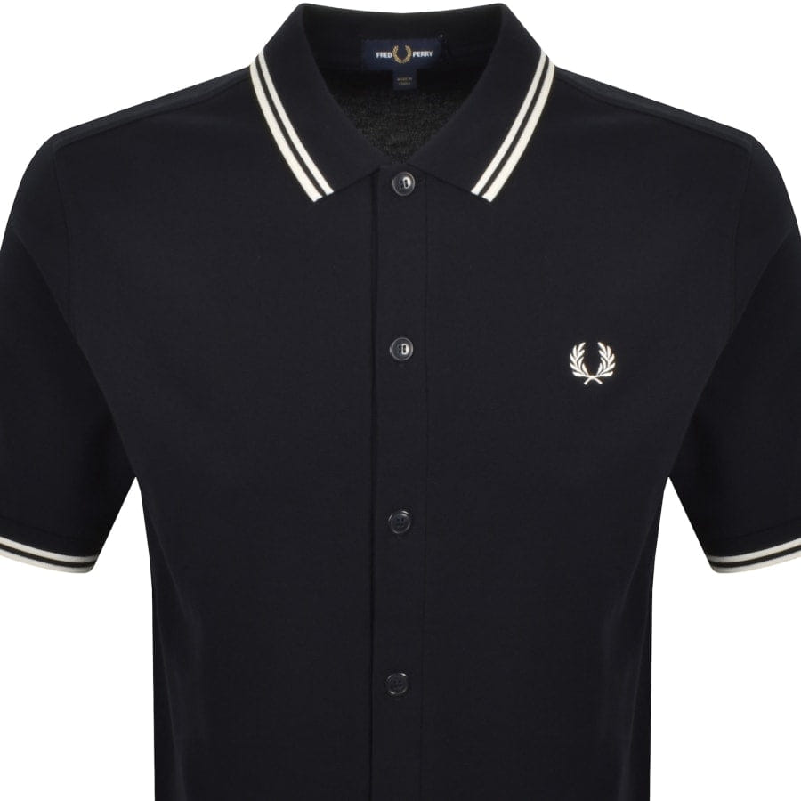 Fred Perry Button Through Polo Shirt Navy