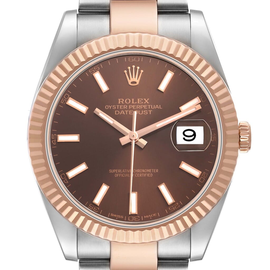 Datejust (Reference 126331). A 41mm stainless steel rose gold automatic wristwatch with date. 2018
