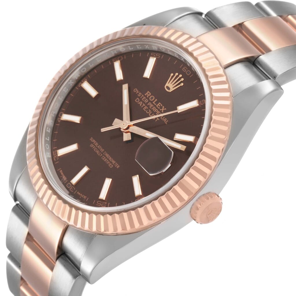 Datejust (Reference 126331). A 41mm stainless steel rose gold automatic wristwatch with date. 2018