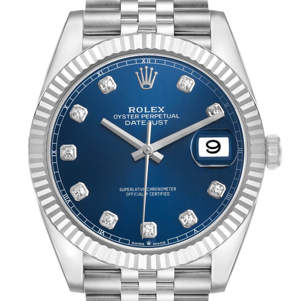 Datejust (Reference 126334). A 41mm stainless steel white gold diamond-set automatic wristwatch with date. 2020