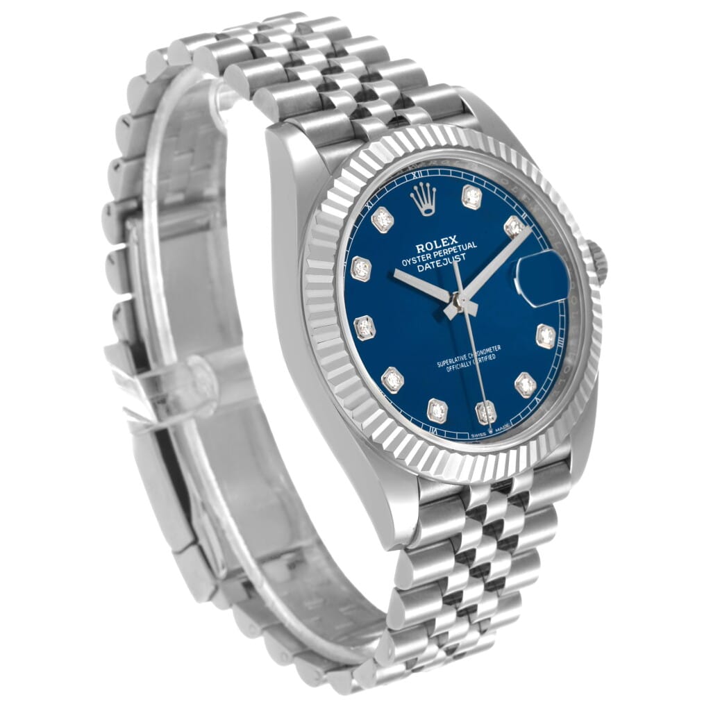 Datejust (Reference 126334). A 41mm stainless steel white gold diamond-set automatic wristwatch with date. 2020