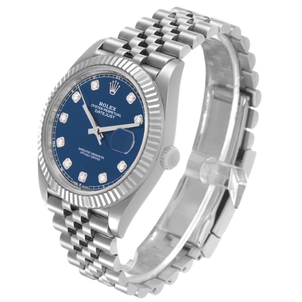 Datejust (Reference 126334). A 41mm stainless steel white gold diamond-set automatic wristwatch with date. 2020