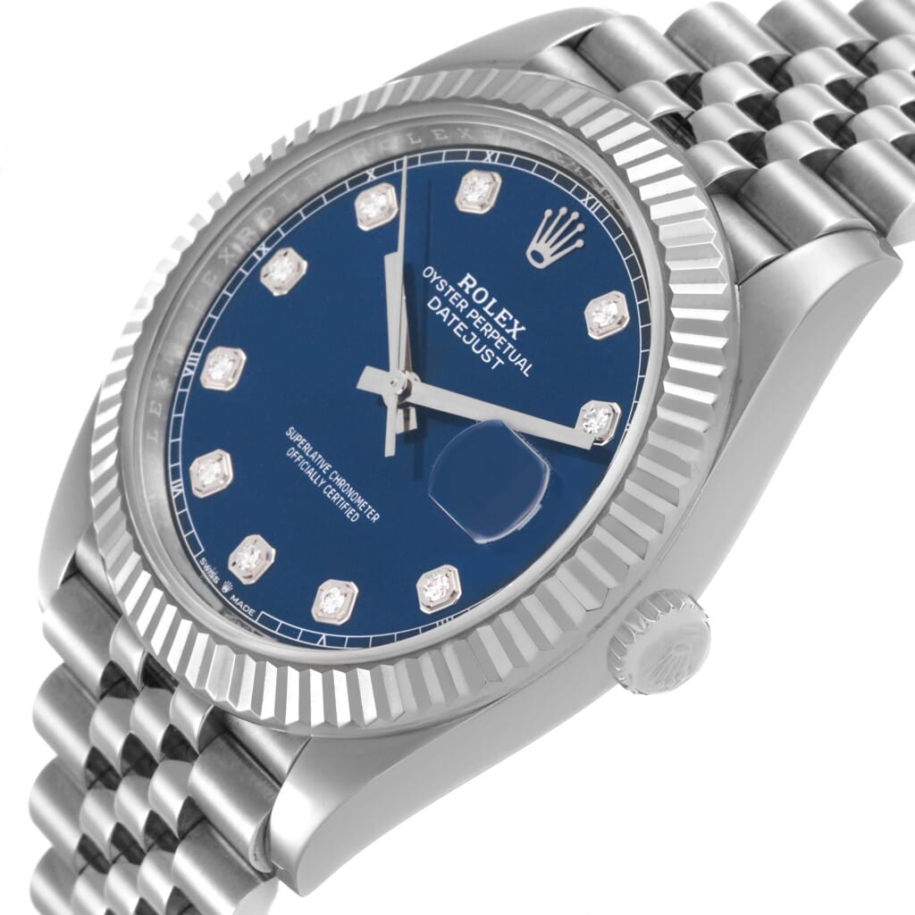 Datejust (Reference 126334). A 41mm stainless steel white gold diamond-set automatic wristwatch with date. 2020