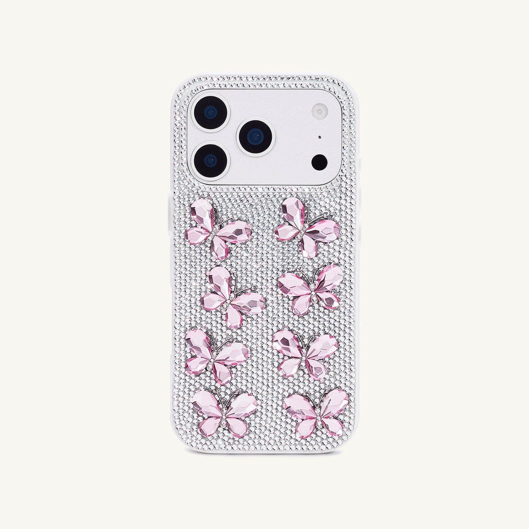 Butterfly Crystal Phone Case - White