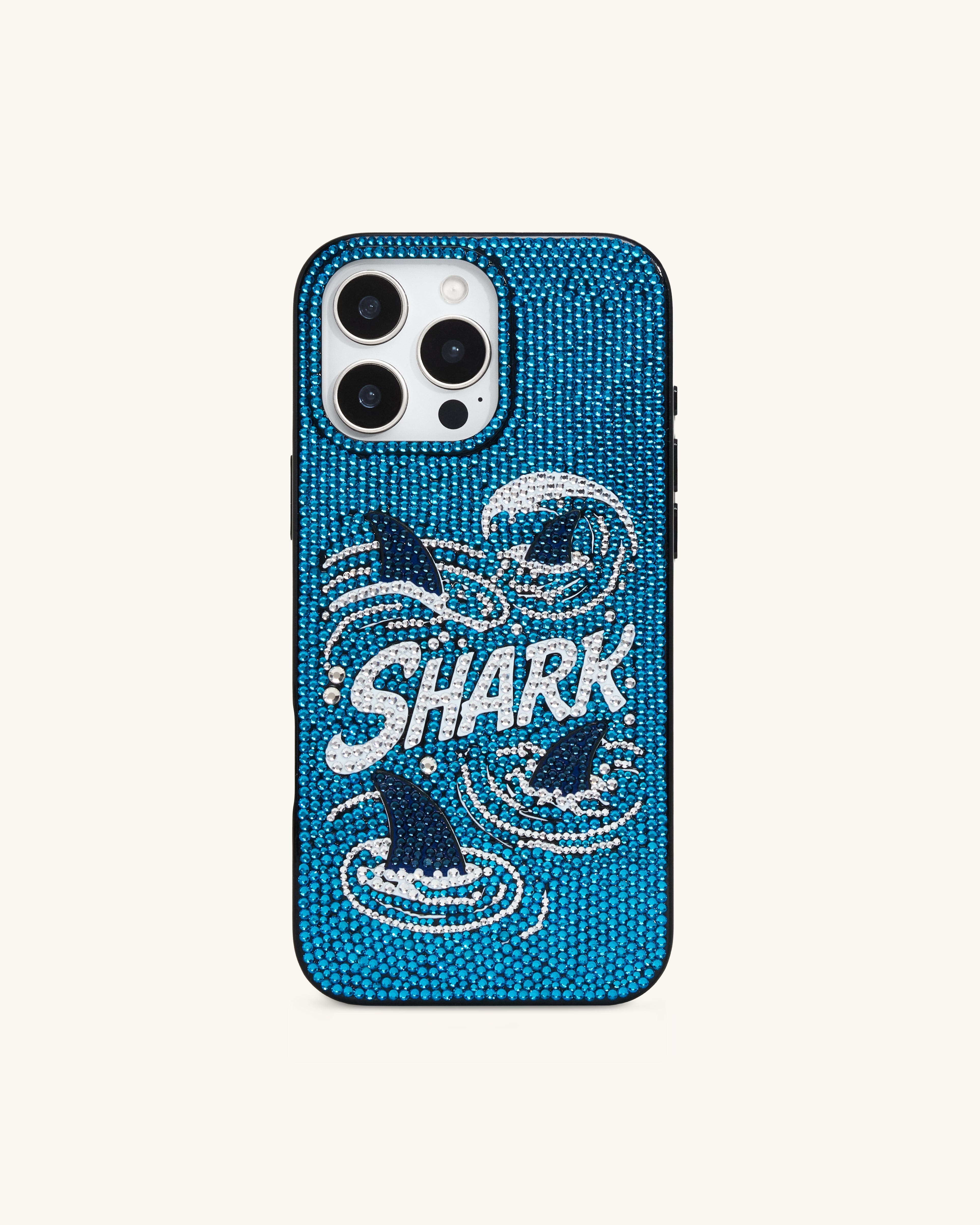 Shark Blue Artificial Crystal Phone Case - Blue