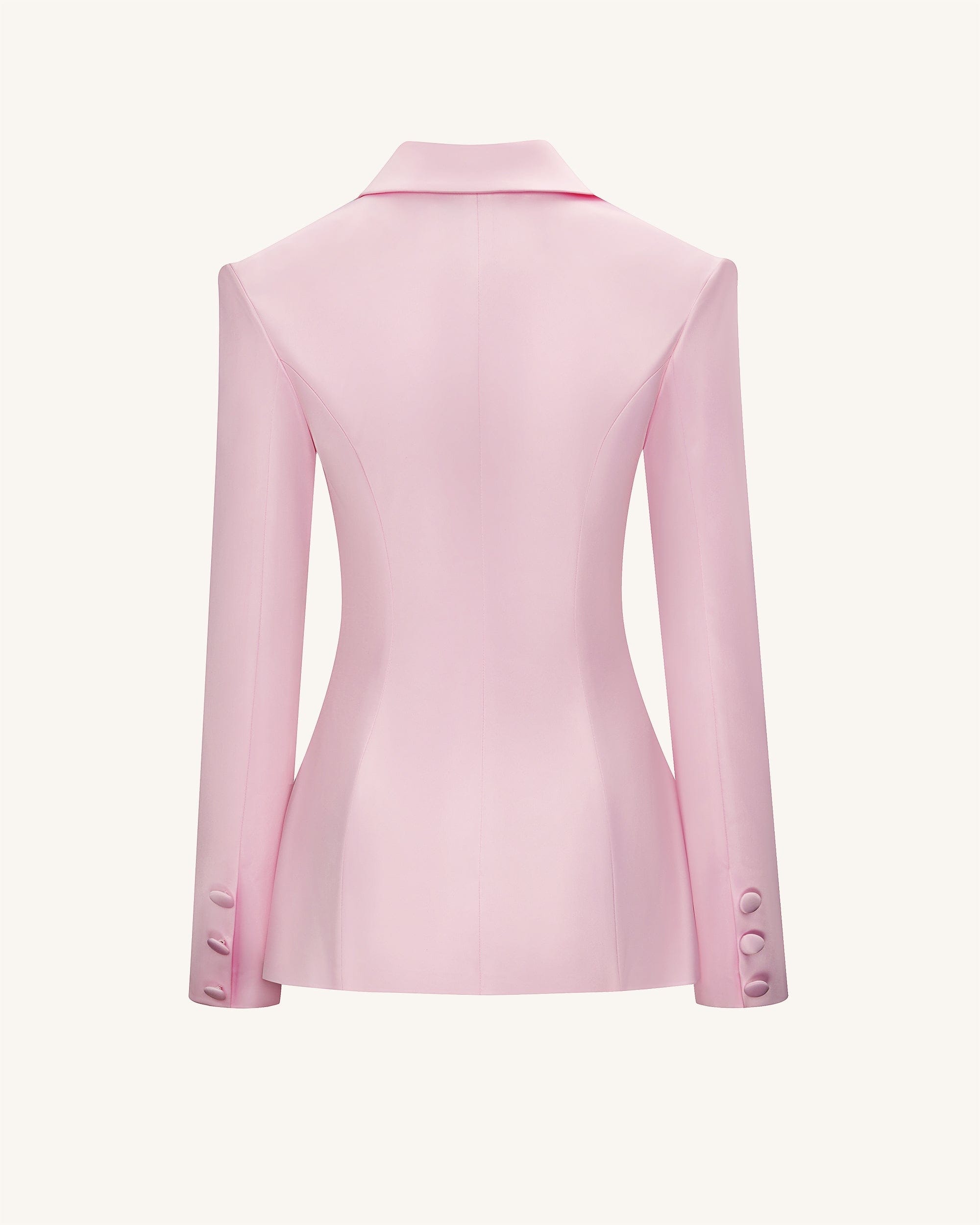 Lily Satin Double-Breasted Blazer Suit - Pink