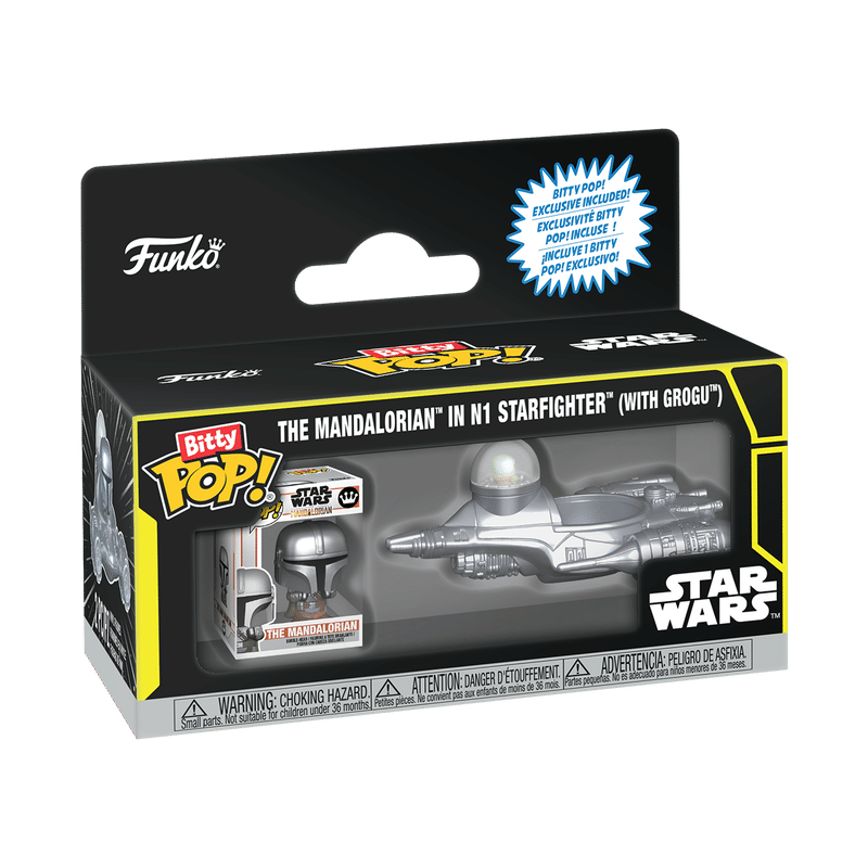 Bitty Pop! Rides The Mandalorian in N1 Starfighter (with Grogu)