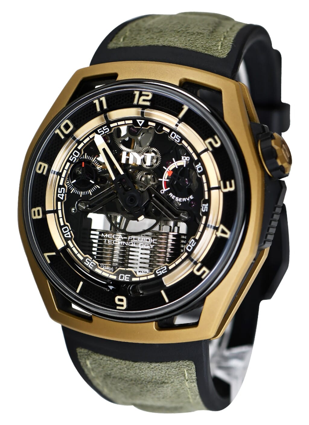 Hastroid Cosmic Hunter (Reference H02756-A). A 48mm bronze coated titanium and carbon manual wind wristwatch with power reserve.