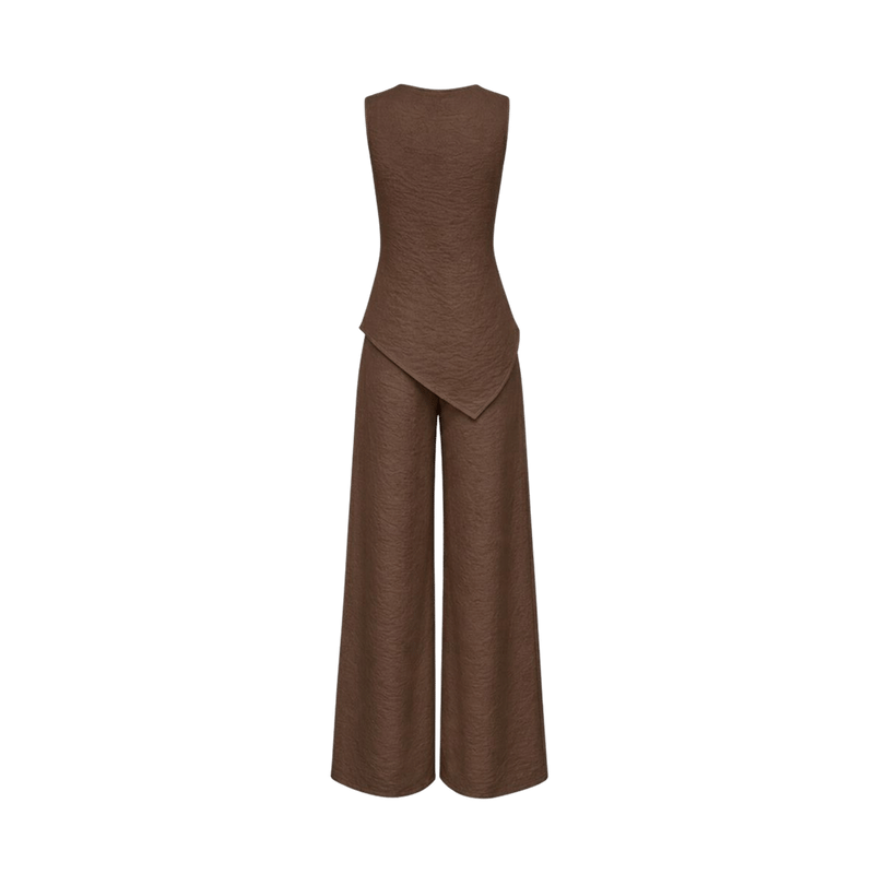 Valeria Asymmetric Co-ord Set - Cocoa