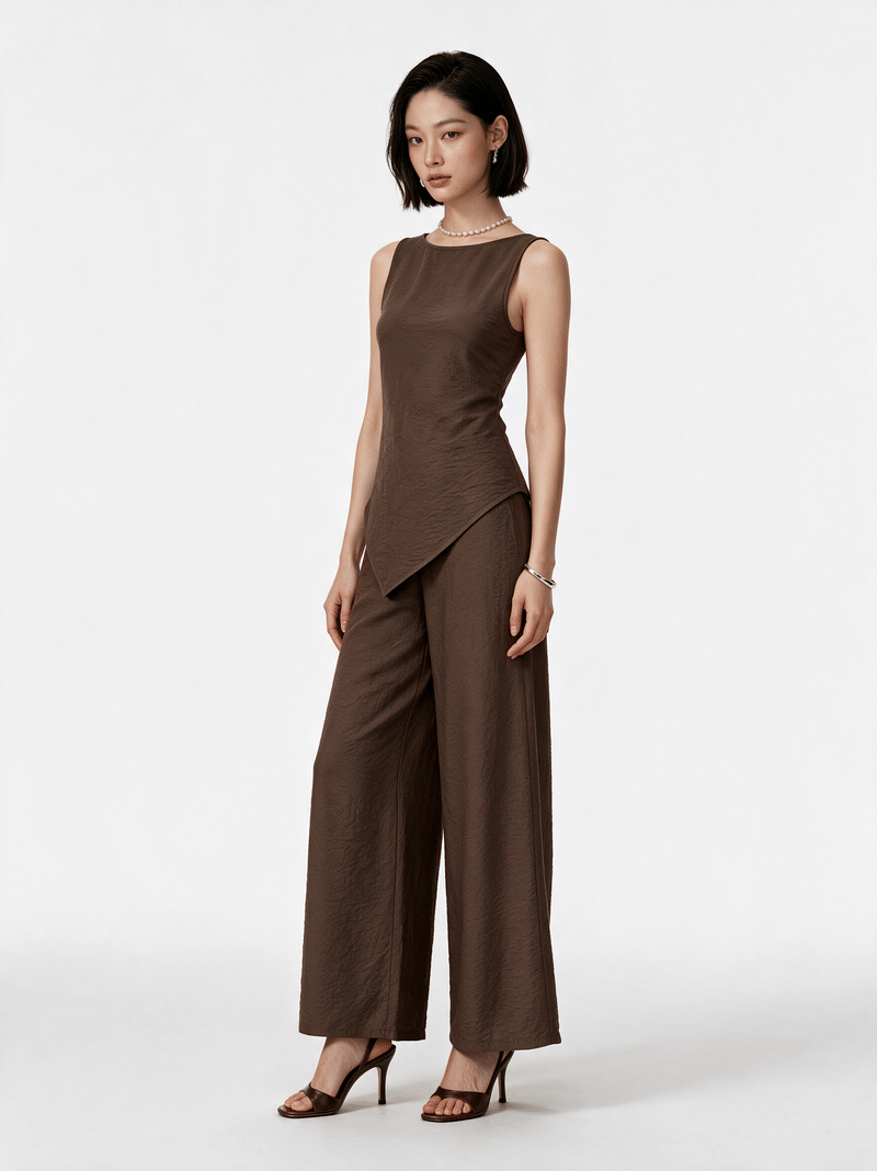 Valeria Asymmetric Co-ord Set - Cocoa