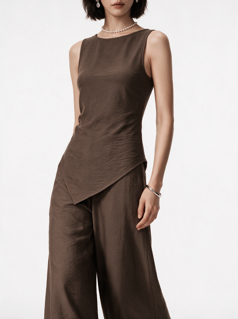 Valeria Asymmetric Co-ord Set - Cocoa