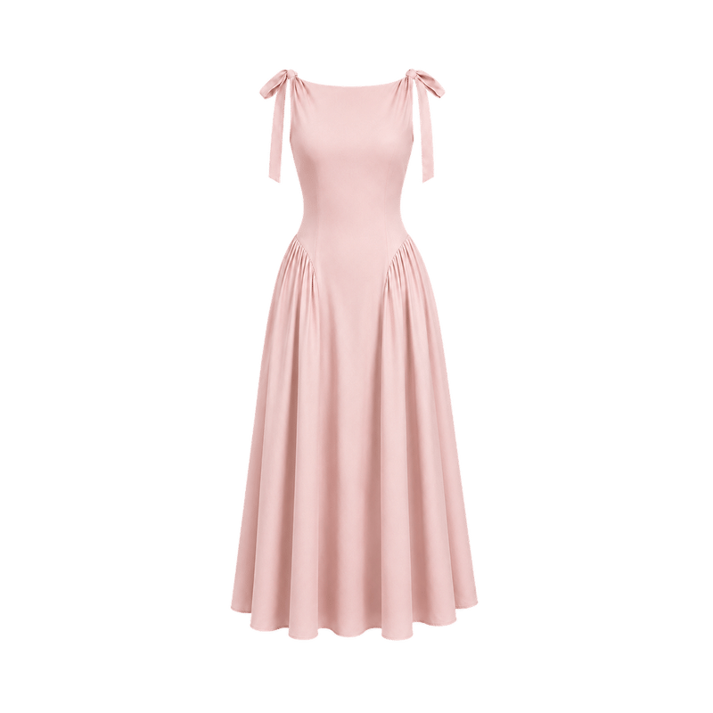 Valeria Bow Shoulder Maxi Dress - Blush Pink