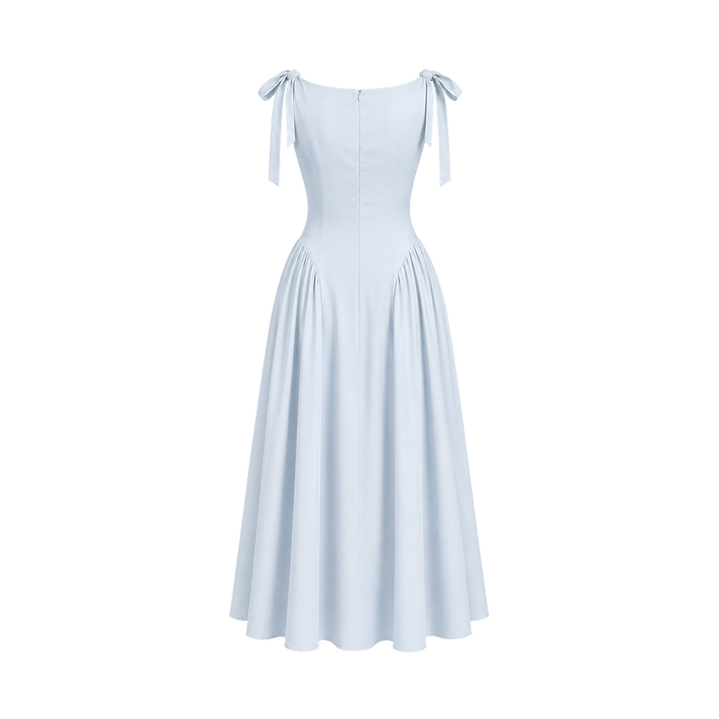 Valeria Bow Shoulder Maxi Dress - Ice Blue