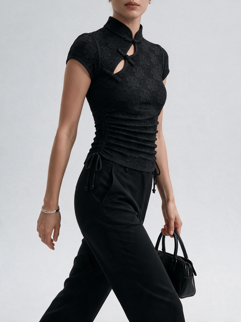 Valeria Cinched Ruched Top - Noir