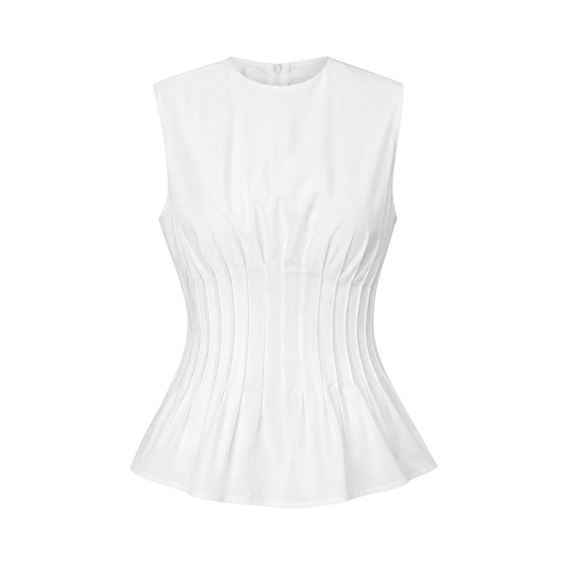 Valeria Contour Gathered Top - White