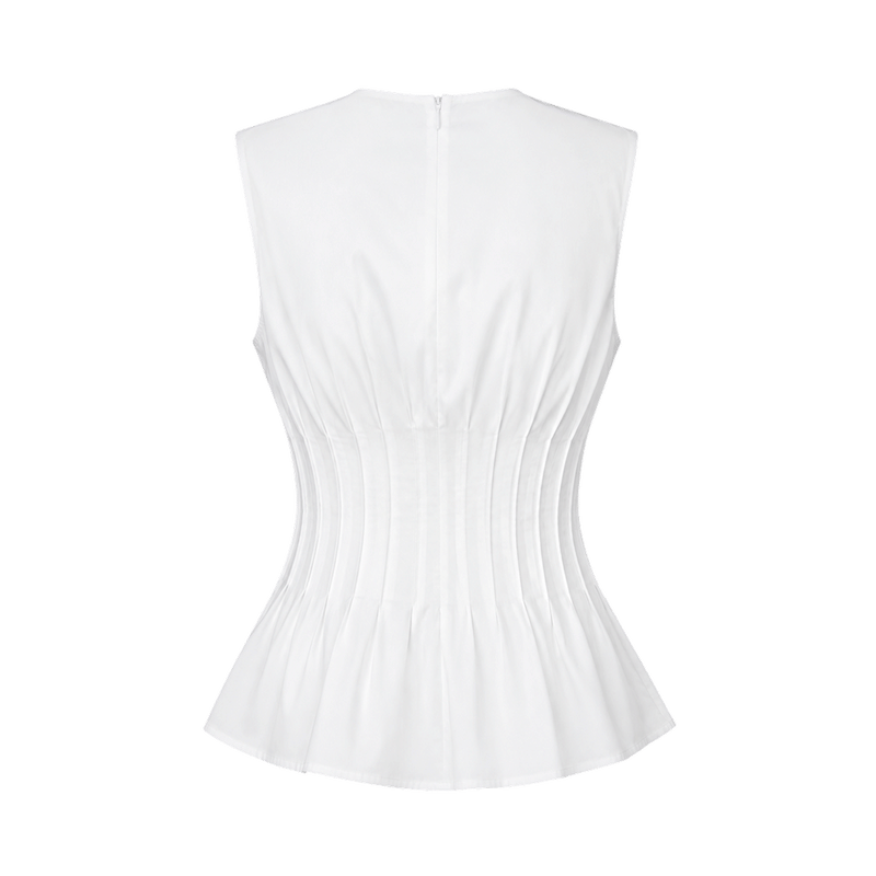 Valeria Contour Gathered Top - White