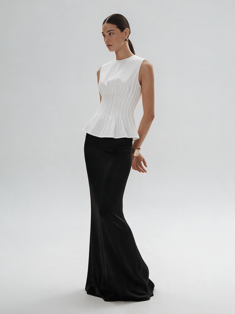 Valeria Contour Gathered Top - White