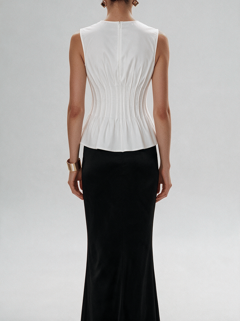 Valeria Contour Gathered Top - White