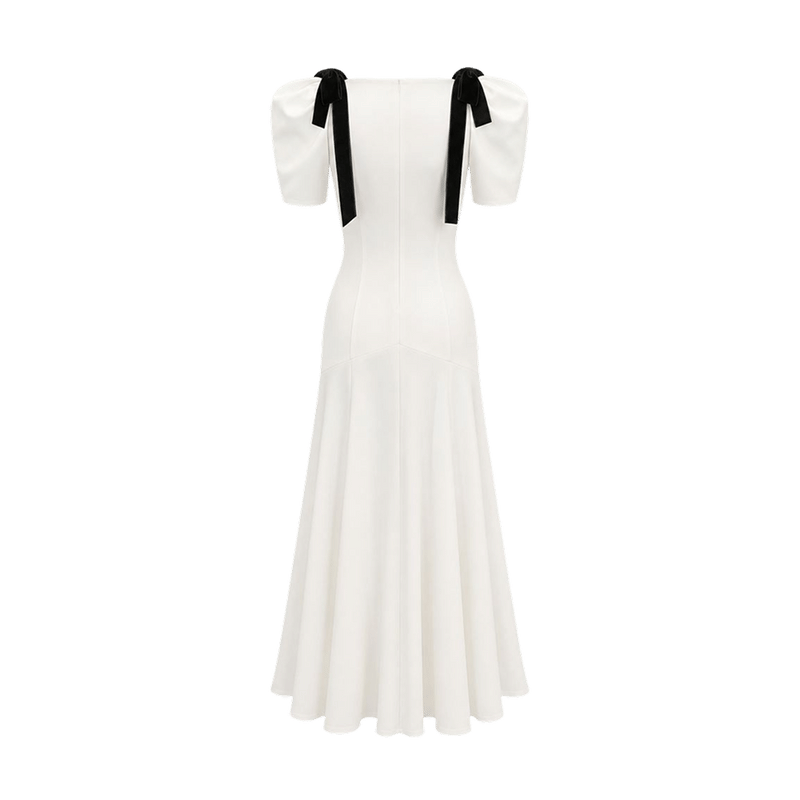Valeria Contrast Panel V Maxi Dress - White