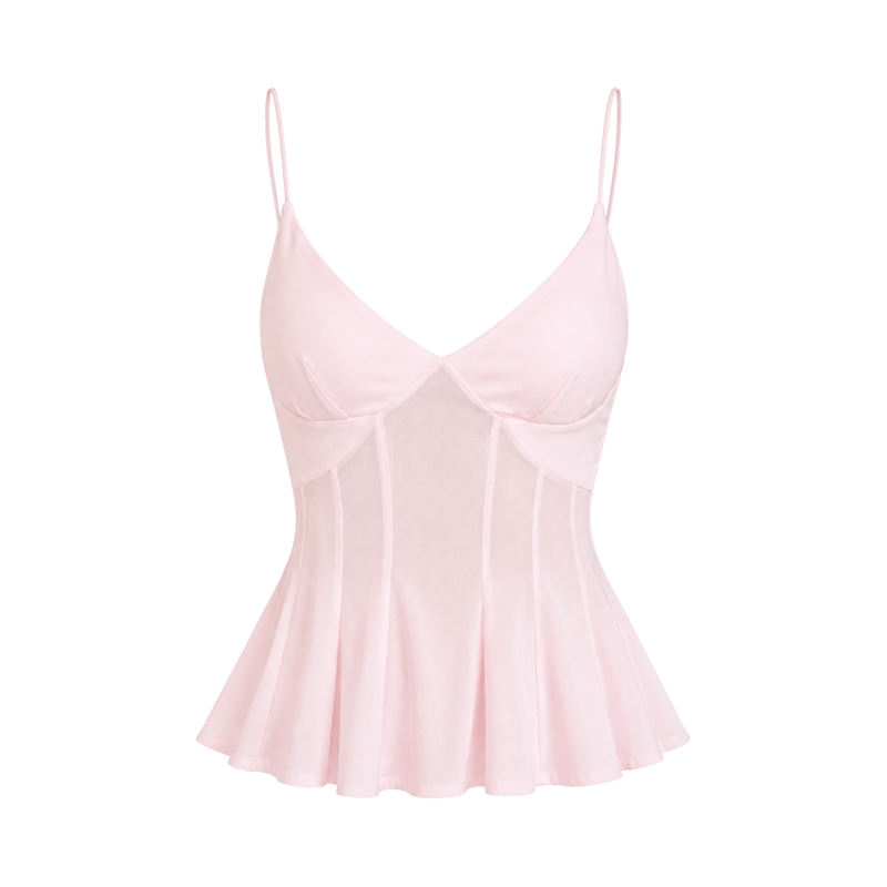 Valeria Corset Peplum Cami Top - Blush Pink
