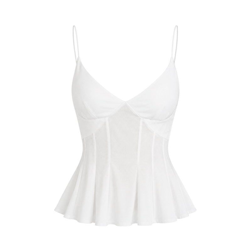 Valeria Corset Peplum Cami Top - White