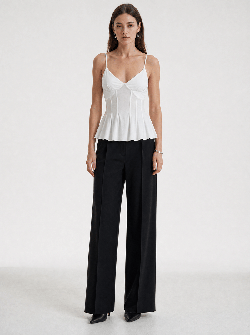 Valeria Corset Peplum Cami Top - White