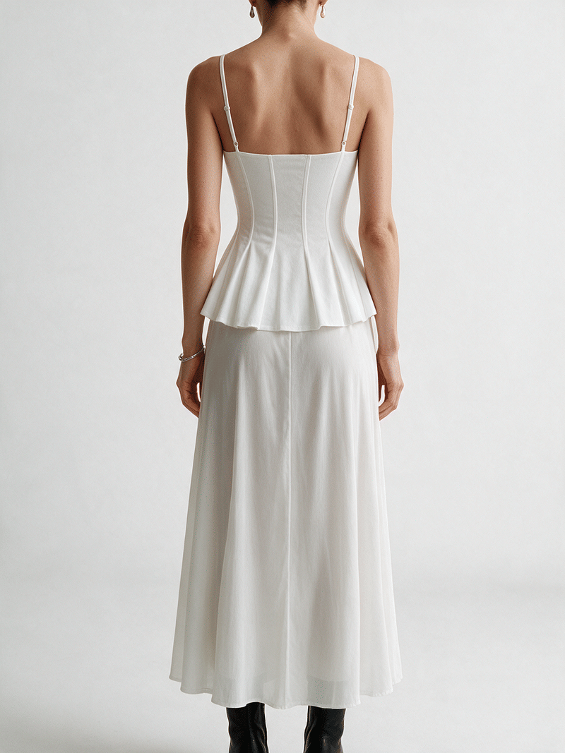Valeria Corset Peplum Cami Top - White