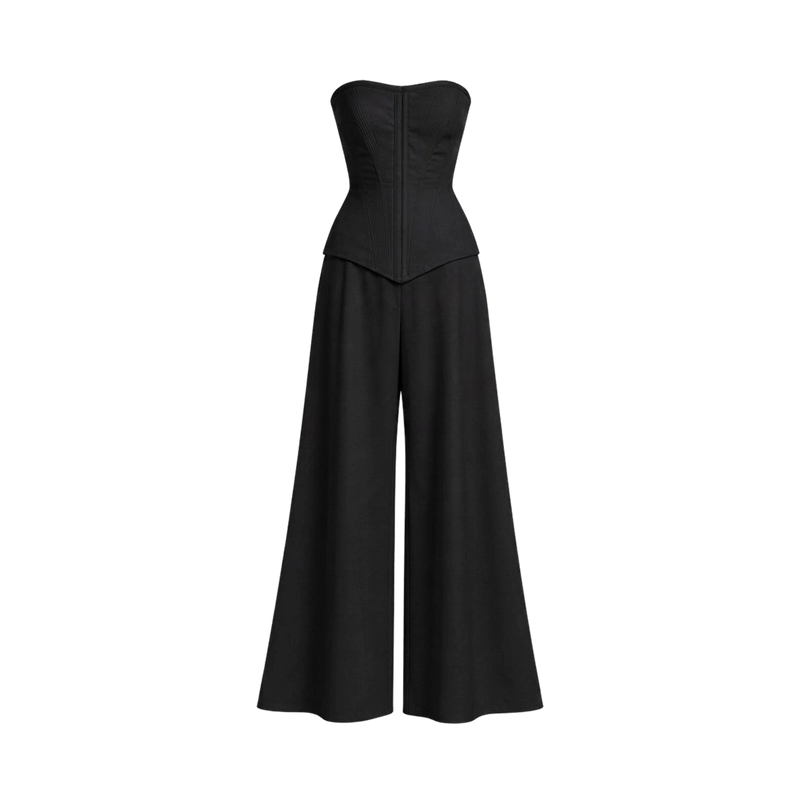 Valeria Corset Wide Leg Set - Black