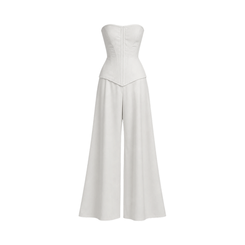 Valeria Corset Wide Leg Set - White