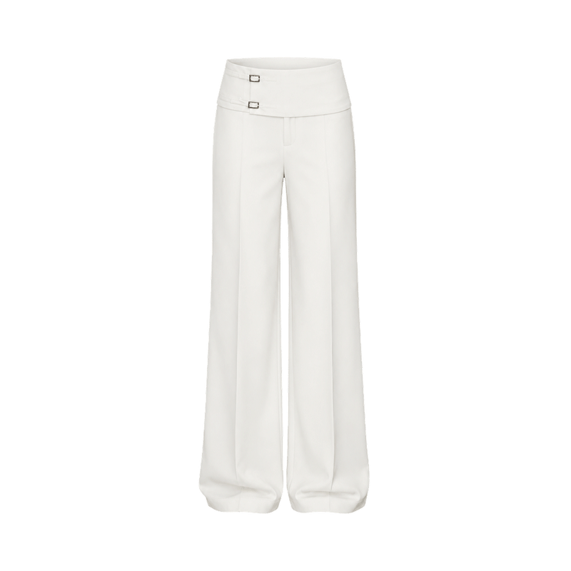 Valeria Double Belt Wide-Leg Trousers - Off White