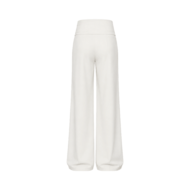 Valeria Double Belt Wide-Leg Trousers - Off White