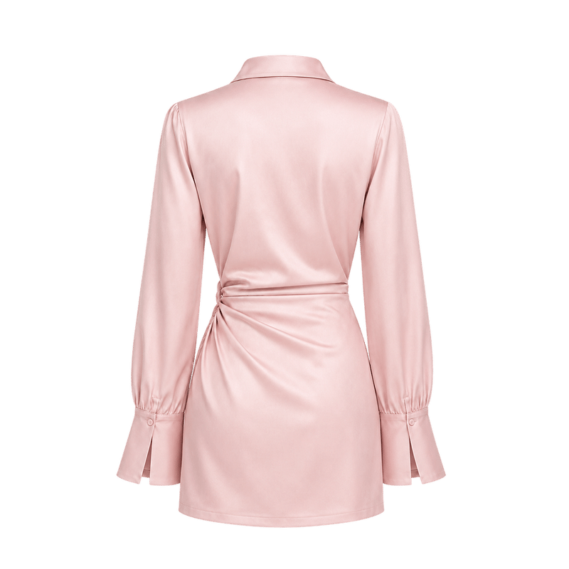 Valeria Draped Wrap Mini Dress - Blush Pink