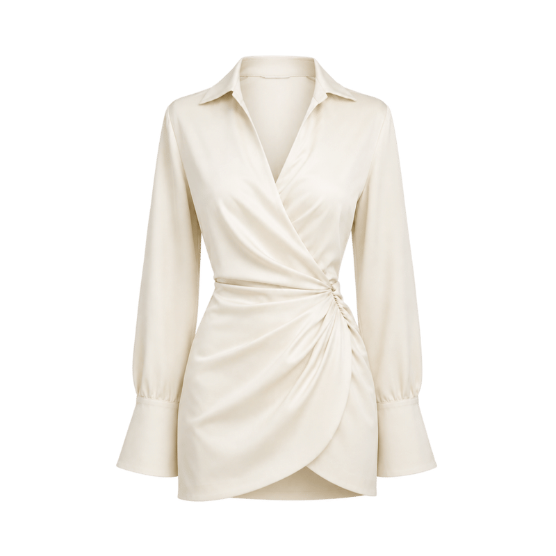 Valeria Draped Wrap Mini Dress - Champagne