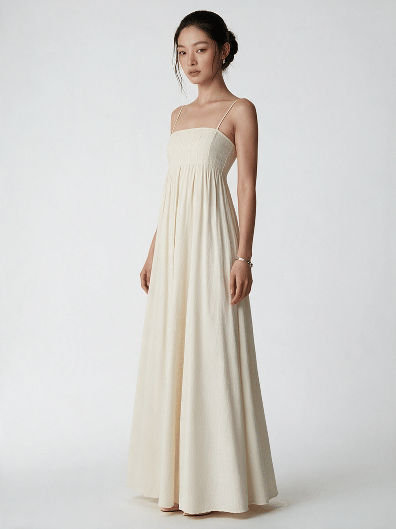 Valeria Empire Spaghetti Strap Maxi Dress - Ivory