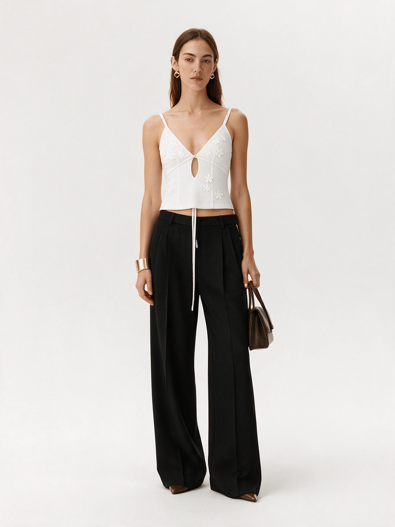 Valeria Floral Cut-Out Top - White